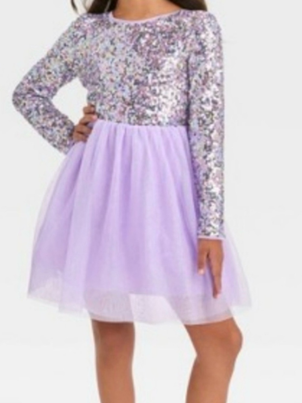 Cat & Jack Sequin Tulle Purple Dress Sz M (8)
